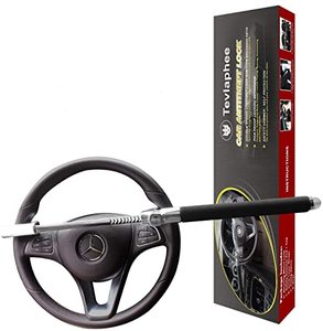 lot 81315 image: Tevlaphee Steering Wheel Lock For Cars,Wheel Lock,Vehicle Anti-Theft Lock,Adjustable Length Clamp Double Hook Universal Fit Emergency Hammer Window Breaker Self Defense Heavy Duty Secure (Black)