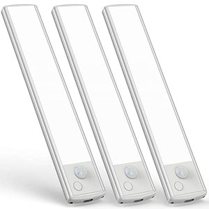 lot 81317 image: Asoko Under Cabinet Lights Motion Sensor Usb-C Rechargeable Led Closet Lights Battery Operated Wireless Magnetic Light Strip For Kitchen(White,3Pack)