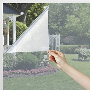lot 81321 image: Volcanics One Way Window Privacy Film Sun Blocking Window Tinting Film For Home Heat Control Mirror Tint Film Static Cling Reflective Solar Window Film 17.5 X 78.7 Inches, Silver