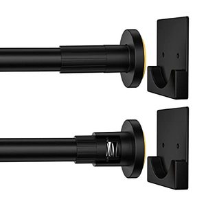 lot 81335 image: Matte Black Shower Curtain Rod,1 Inch Diameter Stainless Steel Adjustable Spring Tension Rods 32 To 50,With Holders,Anti-Slip,No Drilling