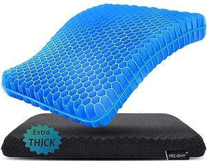 lot 81336 image: Gel Seat Cushion For Long Sitting Pressure Relief (Extra Thick) - Non-Slip Gel Chair Cushion For Back, Sciatica, Tailbone Pain Relief - Seat Cushion For Office Desk Chair, Car Seat, Wheelchair
