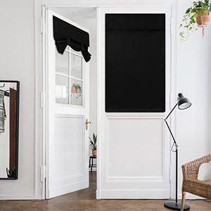 lot 81339 image: Homeideas Black Door Window Curtains, Privacy Self Adhesive Curtains For Window, 34 X 40 Inch French Door Blinds For Glass Door, Thermal Insulated Tie Up Blackout Shades For Window, 1 Panel