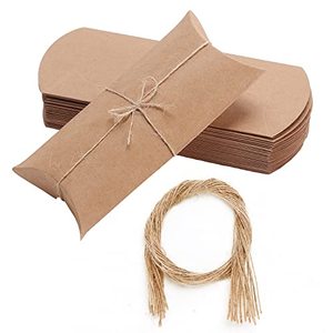 lot 81354 image: Mr. Pen- Kraft Pillow Boxes, 6.3X3.4X1.3 In, 25 Pack With Jute Twines, Kraft Gift Boxes, Paper Boxes For Gifts, Paper Pillow Candy Box, Pillow Boxes Craft, Favor Gift Boxes, Pillow Gift Boxes