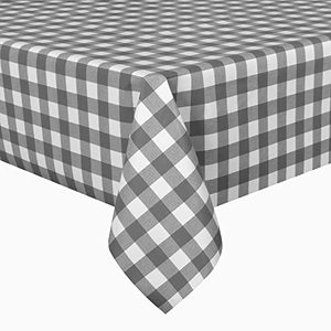 lot 81366 image: Sancua Checkered Vinyl Rectangle Tablecloth, 60 X 140 Inch, 100% Waterproof Oil Proof Spill Proof Pvc Table Cloth, Wipe Clean Table Cover For Dining Table, Buffet Parties, Grey And White