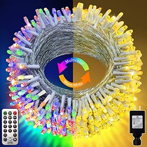 lot 81380 image: Knonew 300 Led 99Ft Christmas Lights Color Changing String Lights Outdoor, Clear Wire String Light 11 Modes With Remote For Xmas Tree Trunk Yard Porch Deck Wedding Party Warm White To Multicolor