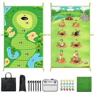 lot 81387 image: Hcbzvv Golf Chipping Game Set With 2 Game Maps - Front Fight Mode, Back Casual Mode - Chipping Golf Practice Mat Indoor Outdoor Adult Family Kids Games - Mini Golf Games For Home And Office