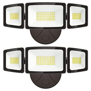 lot 81401 image: Olafus 55W Flood Lights Outdoor, 2 Pack Led Security Lights 5500Lm, 6500K Outdoor Flood Light Fixture, 3 Adjustable Heads, Ip65 Waterproof Brown Exterior Flood Light For Yard, Garage, WallEave Mount