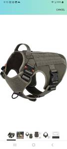 lot 81405 image: Icefang Tactical Dog Harness,Large Size, 2X Metal Buckle,Working Dog Molle Vest With Handle,No Pulling Front Leash Clip,Hook And Loop Panel