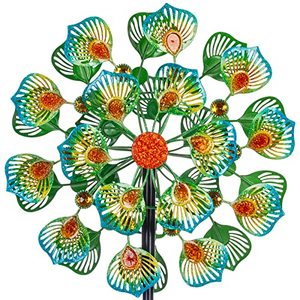 lot 81410 image: Vewogarden Metal Wind Spinners For Yard And Garden Peacock Wind Spinner 360 Degree Wind Sculptures & Spinners Outdoor Wind Spinner Yard Art Decor (13.5 W  60 H)