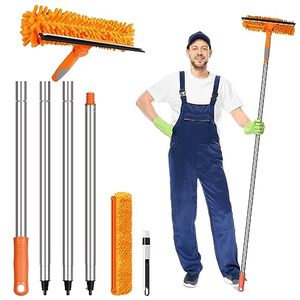 lot 81418 image: Mytium Window Cleaning Squeegee Kit,2 In 1 Window Squeegee With 5Ft60Inch Extension Pole Long Handle & Groove Cleaning Tool For Window,Car,Shower Glass Door,Mirror,Indoor & Outdoor