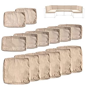 lot 81425 image: Fkslife Patio Cushion Covers Replacement,Outdoor Patio Cushion Covers Replacement Waterproof (Beige, 25253.15 Inches)