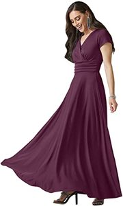 lot 81426 image: Koh Koh Plus Size Womens Long Cap Short Sleeve V-Neck Flowy Cocktail Slimming Summer Sexy Casual Formal Sun Sundress Work Cute Dressy Tall Gown Gowns Maxi Dress Dresses, Plum Dark Purple 2Xl 18-20