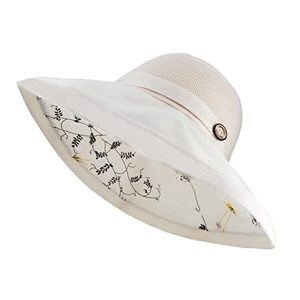 lot 81436 image: Wide Brim Outdoor Sunhat Mesh Uv Protection Beach Hiking Foldable Sunhat Floral Bucket For Women Girls White