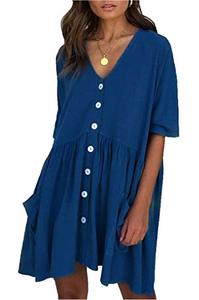 lot 81442 image: Wander Agio Beach For Women Sleeve Coverups Bikini Cover Up Shirt Button Pocket Down Skirt Dark Blue