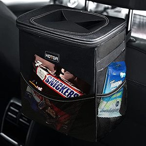 lot 81447 image: Hotor 3 Gallons Car Trash Can, Ultra Large Capacity Car Organizer And Storage With Adjustable Straps & Magnetic Snaps, Waterproof Car Accessory For Interior Car Stuff Storage (Black)