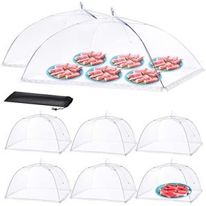 lot 81454 image: Homkula Food Covers For Outside - 2 Extra Large (40 X 25 In) & 6 Large (17 X 17 In) Food TentsFood Covers For Outdoors Mesh Screen, Picnic Pool Party Supplies, Pop-Up And Collapsible
