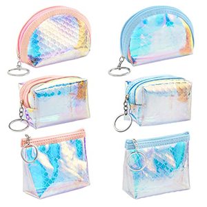 lot 81462 image: 6Pcs Coin Purse Fish Scale Pattern Coin Purse Coin Pouch Cute Coin Purse Zipper Storage Bag
