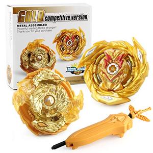 lot 81473 image: Battling Game Tops Metal Fusion Starter Set  Launcher Included  2Set - Cho-Z Achilles.00DmAce Dragon. St. Ch With 4D Launcher Grip Gyro Top Set