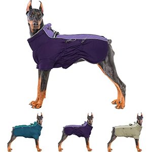 lot 81478 image: Idomik Warm Dog Coats With Harness, Waterproof Dog Jacket For Small Medium Large Dogs, Fleece Lined Dog Winter Snowsuit Coat, High Collar Dog Winter Jacket Vest Clothes For Cold Weather,Purple 2Xl