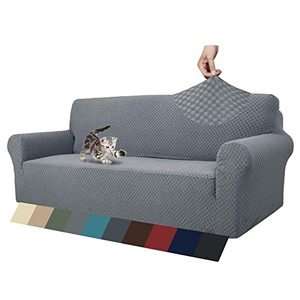 lot 81479 image: Znsayotx 1 Piece Jacquard Couch Covers For 3 Cushion Couch Living Room High Stretch Sofa Cover Pets Dogs Friendly Anti Slip Thickened Slipcovers Furniture Protector (Sofa, Light Grey)