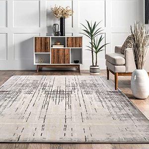 lot 81483 image: Calore Rugs Mordern Soft Abstract Distressed Area Rugs For Living RoomBedroomDining Room,Medium Pile Carpet Floor Mat (3.9 Ft X 5.2 Ft, BeigeGrayGrey)