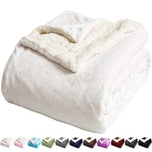 lot 81508 image: Lbro2M Sherpa Fleece Bed Blanket Queen Size Super Soft Fuzzy Plush Warm Cozy Fluffy Microfiber Couch Throw Double Reversible Blankets,Ivory (Stain)