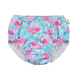 lot 81513 image: I Play. By Green Sprouts Baby Girls Pull-Up Reusable And Toddler Swim Diaper, Aqua Palm Flamingos, 3-4T Us