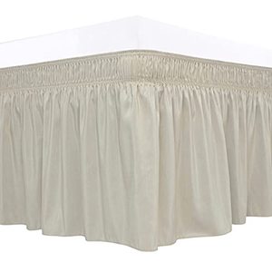 lot 81514 image: Biscaynebay Wrap Around Bed Skirts For Queen Beds 15 Inches Drop, Camel Grey Elastic Dust Ruffles Easy Fit Wrinkle & Fade Resistant Silky Luxurious Fabric Solid Machine Washable