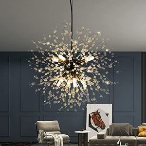 lot 81520 image: Cm Mzy Modern Crystal Chandeliers Firework, Matt Black Dandelion Sputnik Ceiling Light Fixtures, Sputnik Chandelier Pendant Light For Bedroom Living Room Dining Room Kitchen Island Hallway
