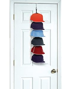 lot 81525 image: Perfect Curve Cap Rack18 System � Hat Racks For Baseball Caps  Hat Organizer For Closet  Over Door Hanger  Over Door Organizer  Six Clips Hold Up To 18 Caps  Black