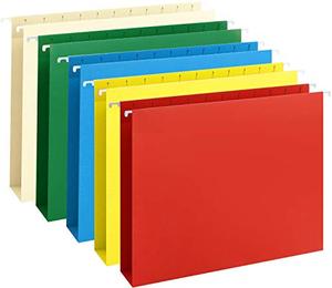 lot 81529 image: Herkka Extra Capacity Hanging File Folders, Reinforced Letter Size Hanging Folders With Heavy Duty 2 Inch Expansion, Designed For Bulky Files, Medical Charts, Assorted Colors