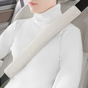 lot 81530 image: Lacdl Extra Long Seatbelt Covers Super Soft Furry For Adults Kids Women & Men, Thick Plush Full Car Seat Belt Cushion, Fluffy Shoulder Pad Protector, Auto Interior Accessories, 1Pc, Off White, 15.5In