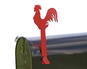 lot 81540 image: Madison Iron And Wood Metal Rooster Mailbox Flag, Decorative Mailbox Replacement Flag, Metal Flag Decoration, Red
