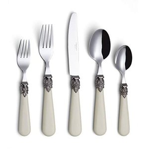 lot 81544 image: Annova Flatware 20 Pieces SetStainless Steel Vintage SilverwareCutlery Set, Ivory Color, Table KnifeDinner ForkSalad ForkTablespoonTeaspoon, Mirror Polished, Service For 4 - Cream
