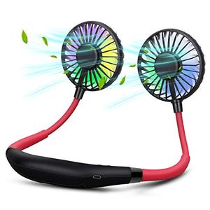 lot 81545 image: Xinbaohong Neck Fan, Portable Usb Rechargeable Led Fan Headphone Design Hand Free Personal Fan Wearable Cooler Fan With Dual Wind Head For Traveling Outdoor Office (Black)