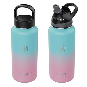 lot 81555 image: Icewater-32 Oz,2 Lids(Soft Auto Straw Lid  Wide Mouth Lid),Insulated Water Bottle With Straw,Stainless Steel,Bpa-Free,Powder Coated,Lockable Lid,Pop-Up Top,One-Handed Operation (32 Oz, Bubble Gum)