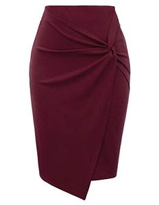 lot 81556 image: Kate Kasin Wear To Work Pencil Skirts For Women High Waist Stretchy Knee Length Pencil Skirt Wine Red, 2X-Large