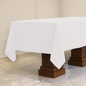 lot 81564 image: Kadut Rectangle Tablecloth (60 X 102 Inch) White Rectangular Cloth For 6 Foot Table  Heavy Duty Fabric  Stain Proof Cloth For Parties, Weddings, Kitchen, Wrinkle-Resistant Cover
