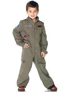 lot 81569 image: Leg Avenue Boys Top Gun Movie Flight Suit - Cute Family Halloween Onesie For Kids Adult Sized Costumes, Khaki, Small Us