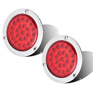 lot 81580 image: Limicar 4 Round Led Trailer Tail Light 2Pcs 24 Led Stop Turn Signal Brake Marker Clearance Running Lights WChrome Bezels For Trucks Trailer Rv Waterproof