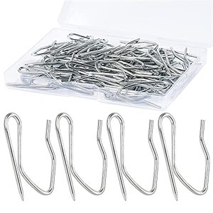 lot 81593 image: 58Pcs Metal Curtain Hooks, Sopito 1.2 Inch Drapery Pin And Hook For Pleated Drapes, Stainless Steel DoorWindowShower Curtain, Silver