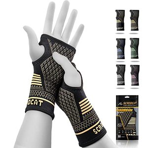 lot 81599 image: Scrodcat Copper Wrist Compression Sleeves (1 Pair) Breathable And Comfortable Carpal Tunnel Wrist Brace For Arthritis, Tendonitis, Sprains, Workout Wrist Support For Women And Men (M)