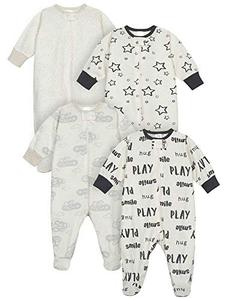 lot 81602 image: Onesies Brand Unisex Baby 4-Pack N Play And Toddler Sleepers, Grey Neutral, 6-9 Months Us