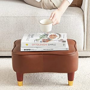 lot 81618 image: Soohow Foot Stool Small Ottoman Foot Rest, Velvet Foot Stools Pouf Ottoman Step Stool With Padded Seat, Wooden Footstool With Wood Legs, Sofa Footrest For Living Room, Entryway, Foot Stool Under Desk