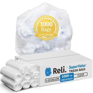 lot 81619 image: Reli. Supervalue 20 10 Gallon Trash Bags  1000 Count Bulk  Can Liners  Clear Multi-Use Garbage Bags