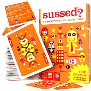 lot 81627 image: Sussed Kids Conversation Games - Wacky Question Cards About Your Family - 7 Years - 2-8 Players - Stocking Stuffer - Orange Travel Deck