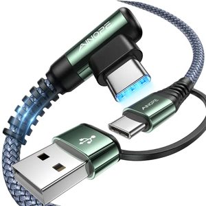 lot 81645 image: Ainope 60W Type C Cable 1Pack 3.3 Ft Usb C To Usb C For Ipad Charger Fast Charging Cord 3.1A Right Angle Fits All Usb C Port Devices