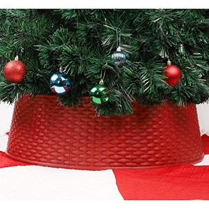 lot 81649 image: Blissun Christmas Tree Ring, 25.6-Inch Diameter Base Plastic Christmas Tree Collar, Christmas Tree Skirt For Artificial Christmas Trees Decoration (Red)