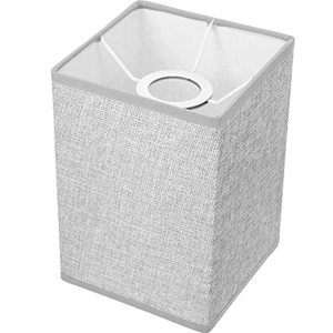 lot 81650 image: Vosarea Square Lampshade Cloth Lampshade Cover Natural Linen Lamp Holder Lampshade Replacement For Table Lamp And Floor Light (Light Grey)