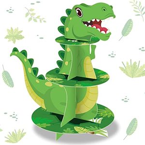 lot 81656 image: 3 Tier Dinosaur Cupcake Stand Party Decorations Dinosaur Theme Cupcake Holder Decorations Dinosaur Dessert Tower For Kids Dinosaur Jungle Theme Party Birthday Supplies (Lovely)